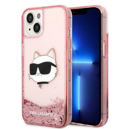 Калъф за Apple iPhone 14 Plus, Karl Lagerfeld, Glitter Choupette's Head, Розов