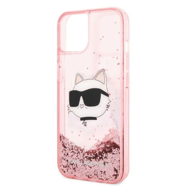 Калъф за Apple iPhone 14 Plus, Karl Lagerfeld, Glitter Choupette's Head, Розов