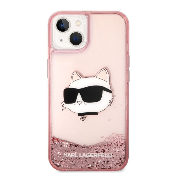 Калъф за Apple iPhone 14 Plus, Karl Lagerfeld, Glitter Choupette's Head, Розов