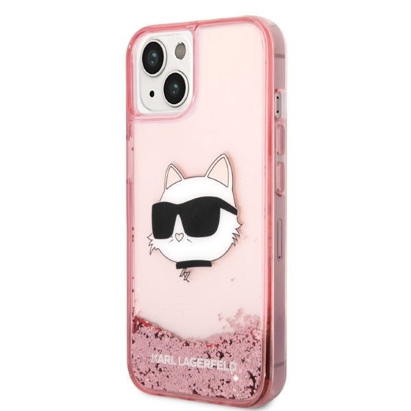 Калъф за Apple iPhone 14 Plus, Karl Lagerfeld, Glitter Choupette's Head, Розов