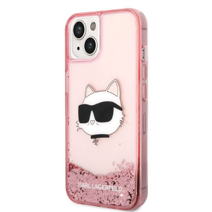 Калъф за Apple iPhone 14 Plus, Karl Lagerfeld, Glitter Choupette's Head, Розов