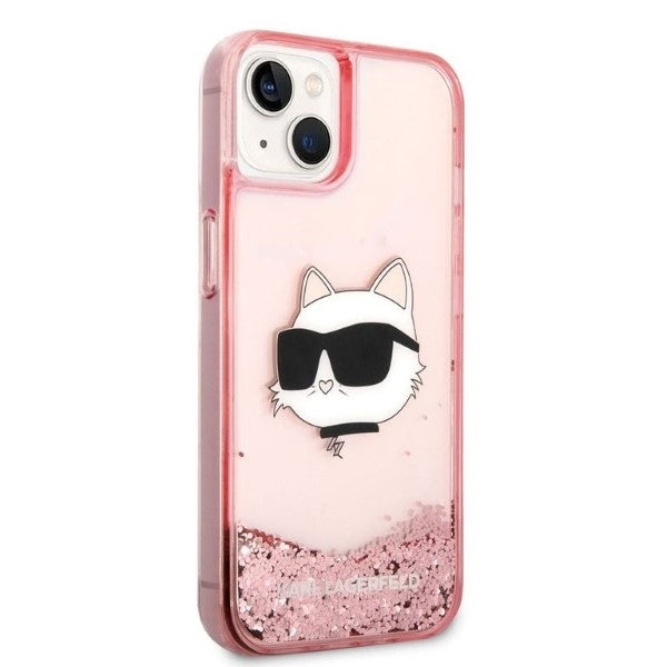 Калъф за Apple iPhone 14 Plus, Karl Lagerfeld, Glitter Choupette's Head, Розов