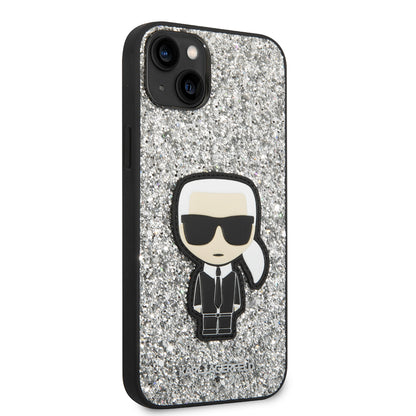 Калъф за Apple iPhone 14 Plus, Karl Lagerfeld, Glitter Flakes Ikonik Karl, Сребрист