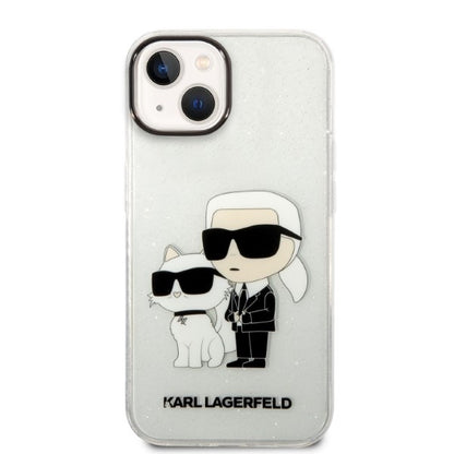 Калъф за Apple iPhone 14 Plus, Karl Lagerfeld, Glitter Karl & Choupette, Прозрачен