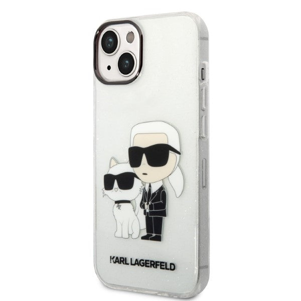 Калъф за Apple iPhone 14 Plus, Karl Lagerfeld, Glitter Karl & Choupette, Прозрачен
