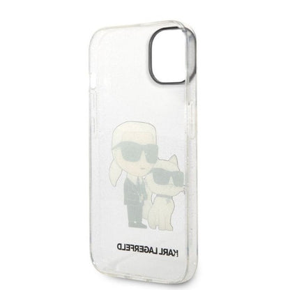 Калъф за Apple iPhone 14 Plus, Karl Lagerfeld, Glitter Karl & Choupette, Прозрачен