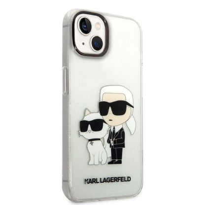 Калъф за Apple iPhone 14 Plus, Karl Lagerfeld, Glitter Karl & Choupette, Прозрачен