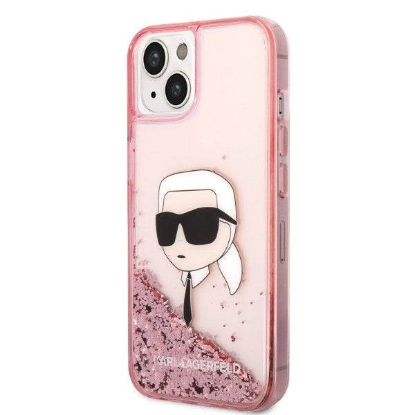 Калъф за Apple iPhone 14 Plus, Karl Lagerfeld, Glitter Karl's Head, Розов