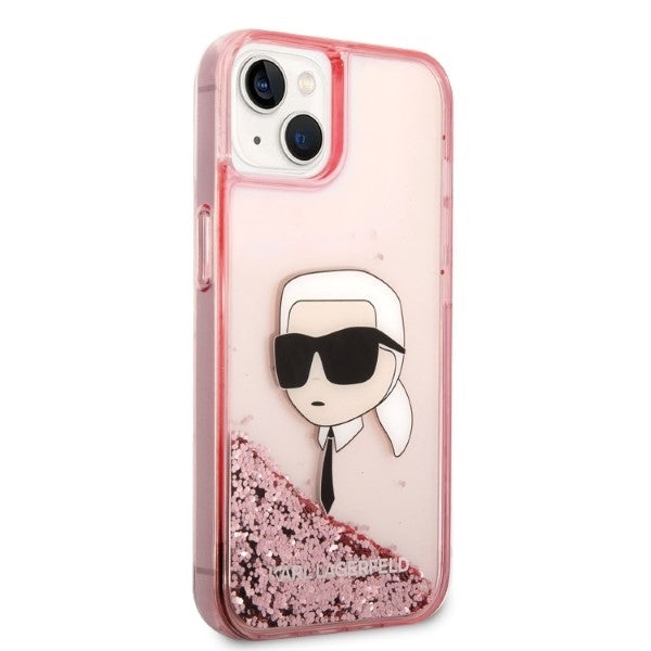 Калъф за Apple iPhone 14 Plus, Karl Lagerfeld, Glitter Karl's Head, Розов