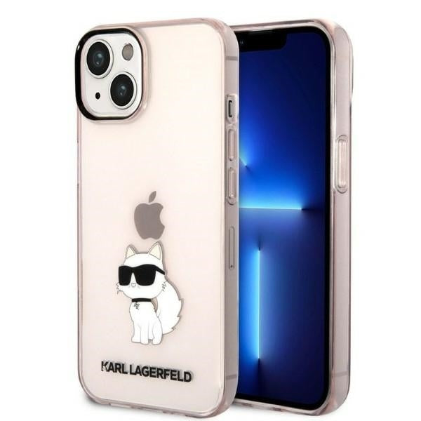 Калъф за Apple iPhone 14 Plus, Karl Lagerfeld, Ikonik Choupette, Розов
