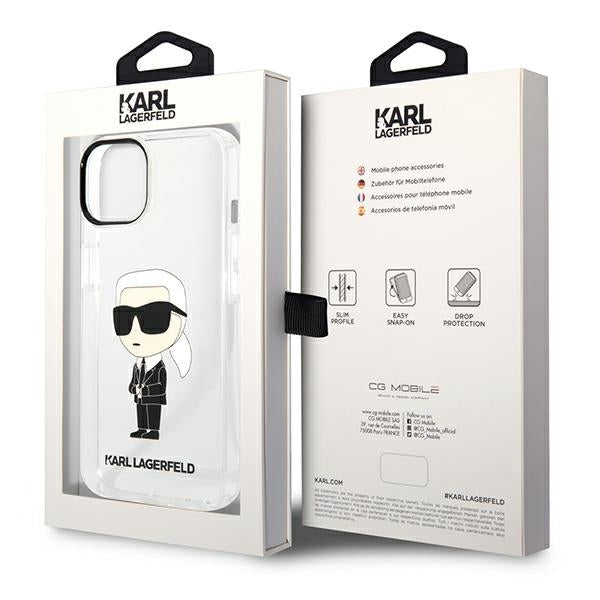 Калъф за Apple iPhone 14 Plus, Karl Lagerfeld, Ikonik Karl, Прозрачен