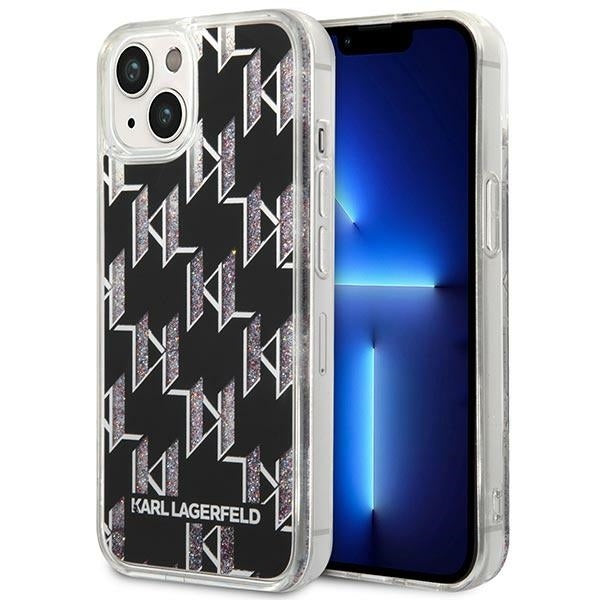 Калъф за Apple iPhone 14 Plus, Karl Lagerfeld, Liquid Glitter Monogram, Черен