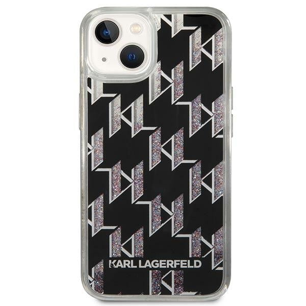 Калъф за Apple iPhone 14 Plus, Karl Lagerfeld, Liquid Glitter Monogram, Черен