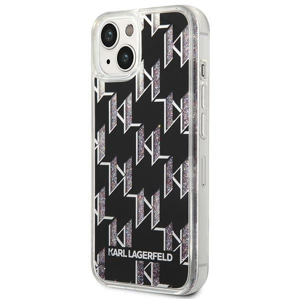 Калъф за Apple iPhone 14 Plus, Karl Lagerfeld, Liquid Glitter Monogram, Черен