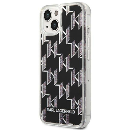 Калъф за Apple iPhone 14 Plus, Karl Lagerfeld, Liquid Glitter Monogram, Черен