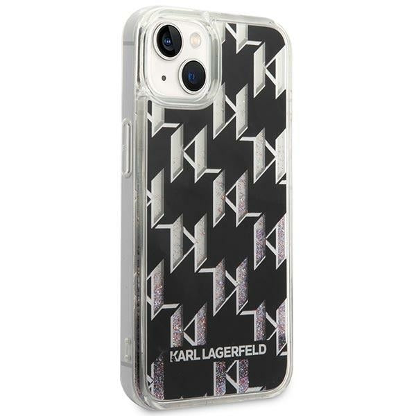 Калъф за Apple iPhone 14 Plus, Karl Lagerfeld, Liquid Glitter Monogram, Черен