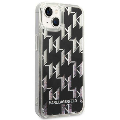 Калъф за Apple iPhone 14 Plus, Karl Lagerfeld, Liquid Glitter Monogram, Черен