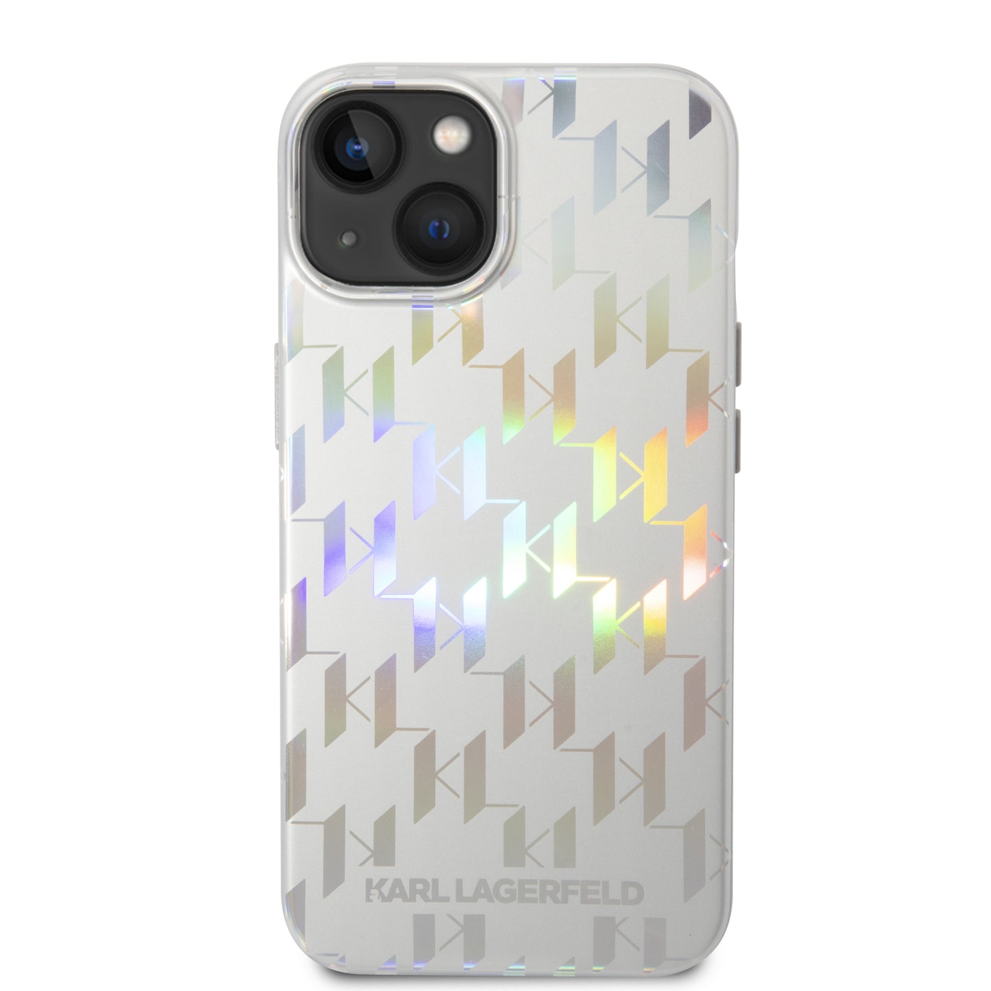 Калъф за Apple iPhone 14 Plus, Karl Lagerfeld, Monogram Iridescent, Сребрист