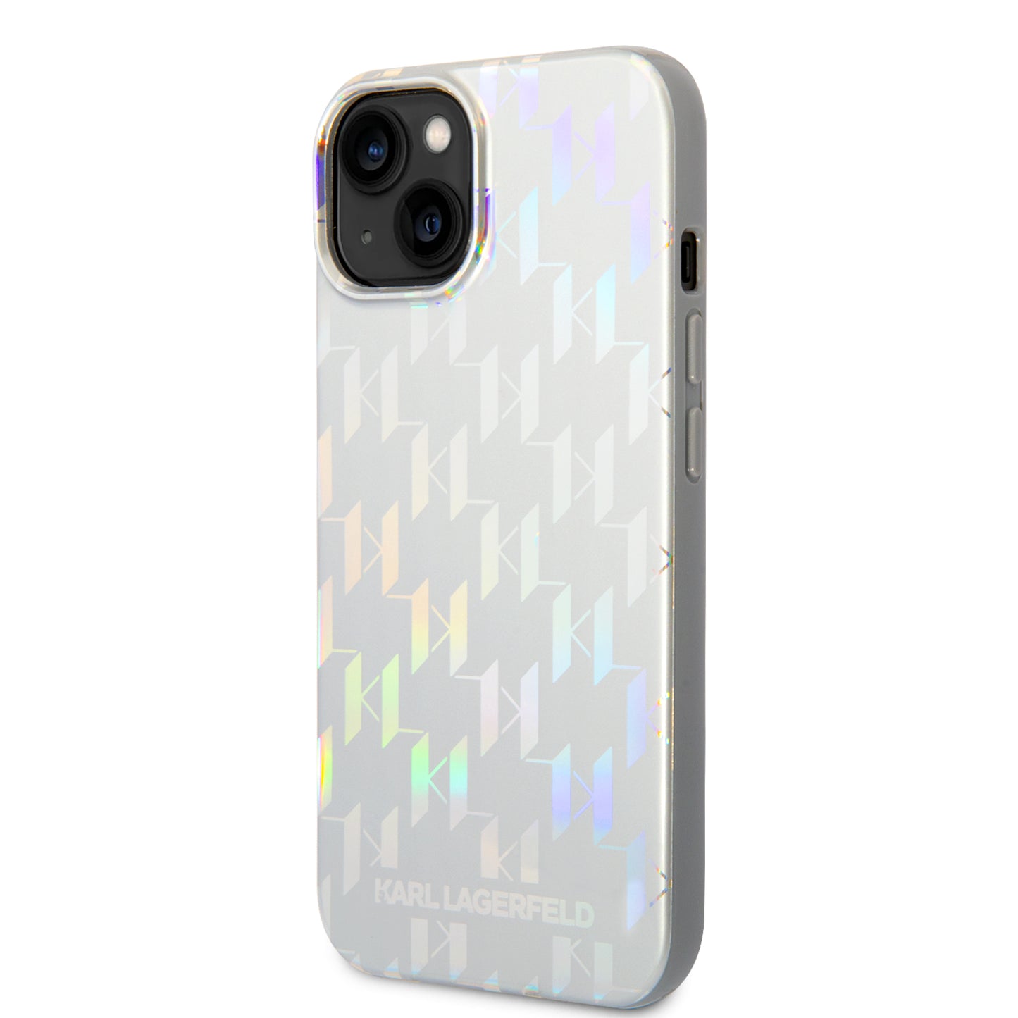 Калъф за Apple iPhone 14 Plus, Karl Lagerfeld, Monogram Iridescent, Сребрист