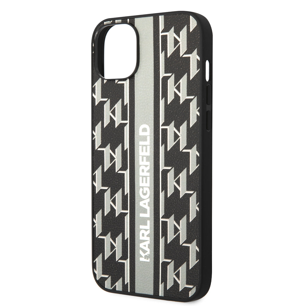 Калъф за Apple iPhone 14 Plus, Karl Lagerfeld, Monogram Stripe, Сив