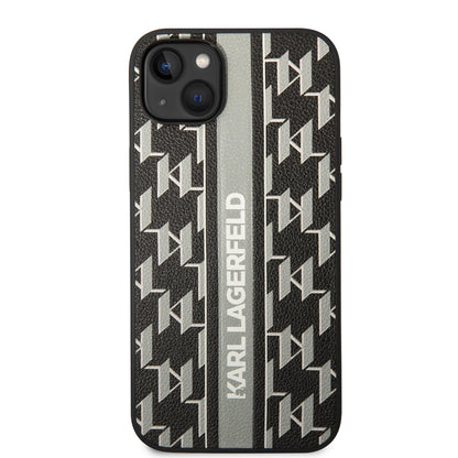 Калъф за Apple iPhone 14 Plus, Karl Lagerfeld, Monogram Stripe, Сив