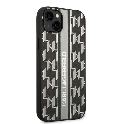 Калъф за Apple iPhone 14 Plus, Karl Lagerfeld, Monogram Stripe, Сив