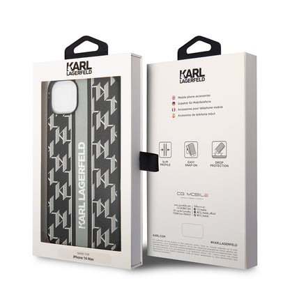 Калъф за Apple iPhone 14 Plus, Karl Lagerfeld, Monogram Stripe, Сив