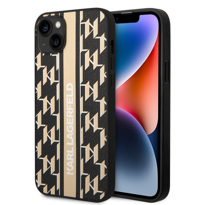 Калъф за Apple iPhone 14 Plus, Karl Lagerfeld, Monogram Stripe, Кафяв