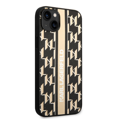 Калъф за Apple iPhone 14 Plus, Karl Lagerfeld, Monogram Stripe, Кафяв