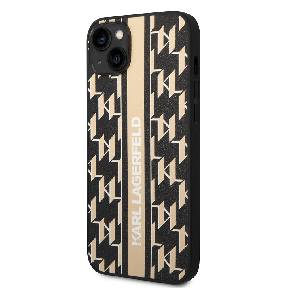 Калъф за Apple iPhone 14 Plus, Karl Lagerfeld, Monogram Stripe, Кафяв