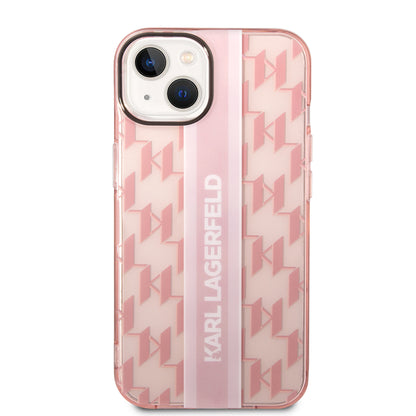 Калъф за Apple iPhone 14 Plus, Karl Lagerfeld, Monogram Stripe, Розов
