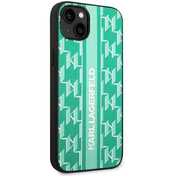 Калъф за Apple iPhone 14 Plus, Karl Lagerfeld, Monogram Stripe, Зелен