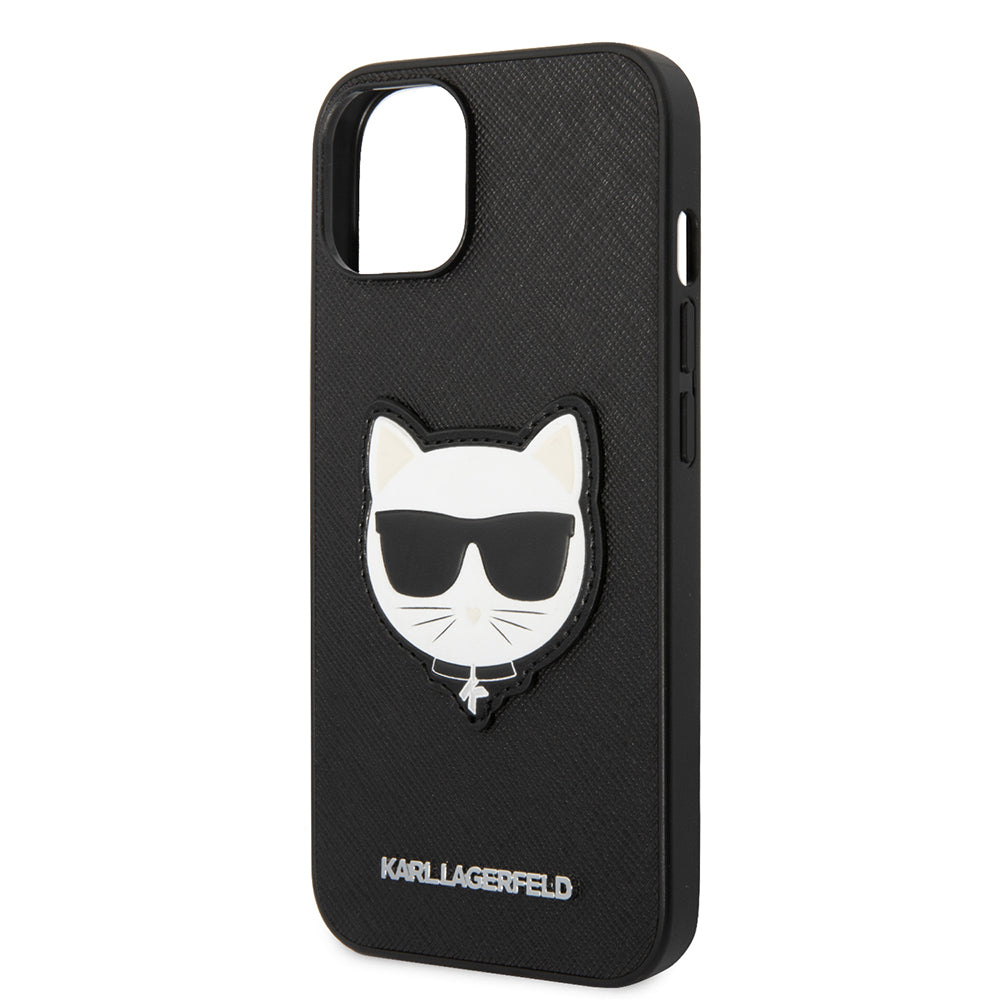 Case for Apple iPhone 14 Plus, Karl Lagerfeld, Saffiano Choupette's Head, Black