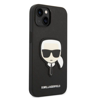 Case for Apple iPhone 14 Plus, Karl Lagerfeld, Saffiano Karl's Head, Black