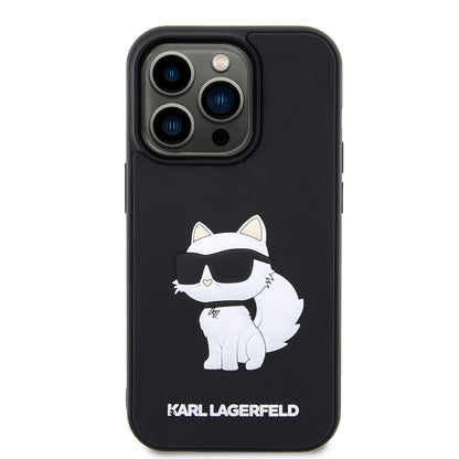 Калъф за Apple iPhone 14 Pro, Karl Lagerfeld, 3D Rubber Choupette, Черен