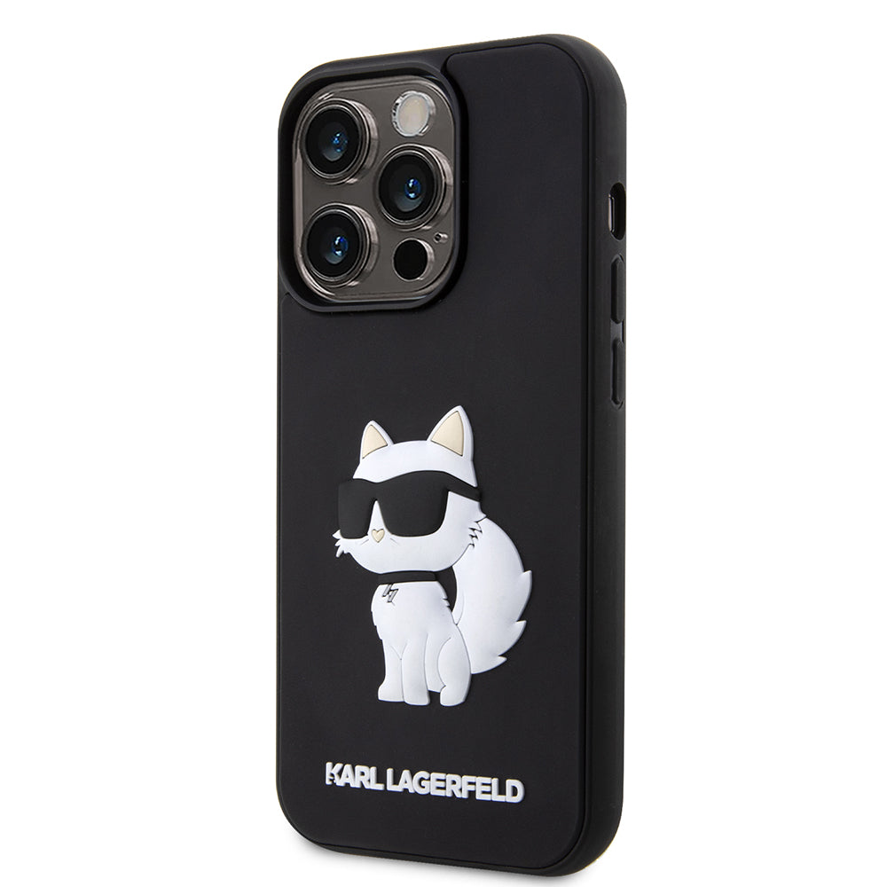 Калъф за Apple iPhone 14 Pro, Karl Lagerfeld, 3D Rubber Choupette, Черен