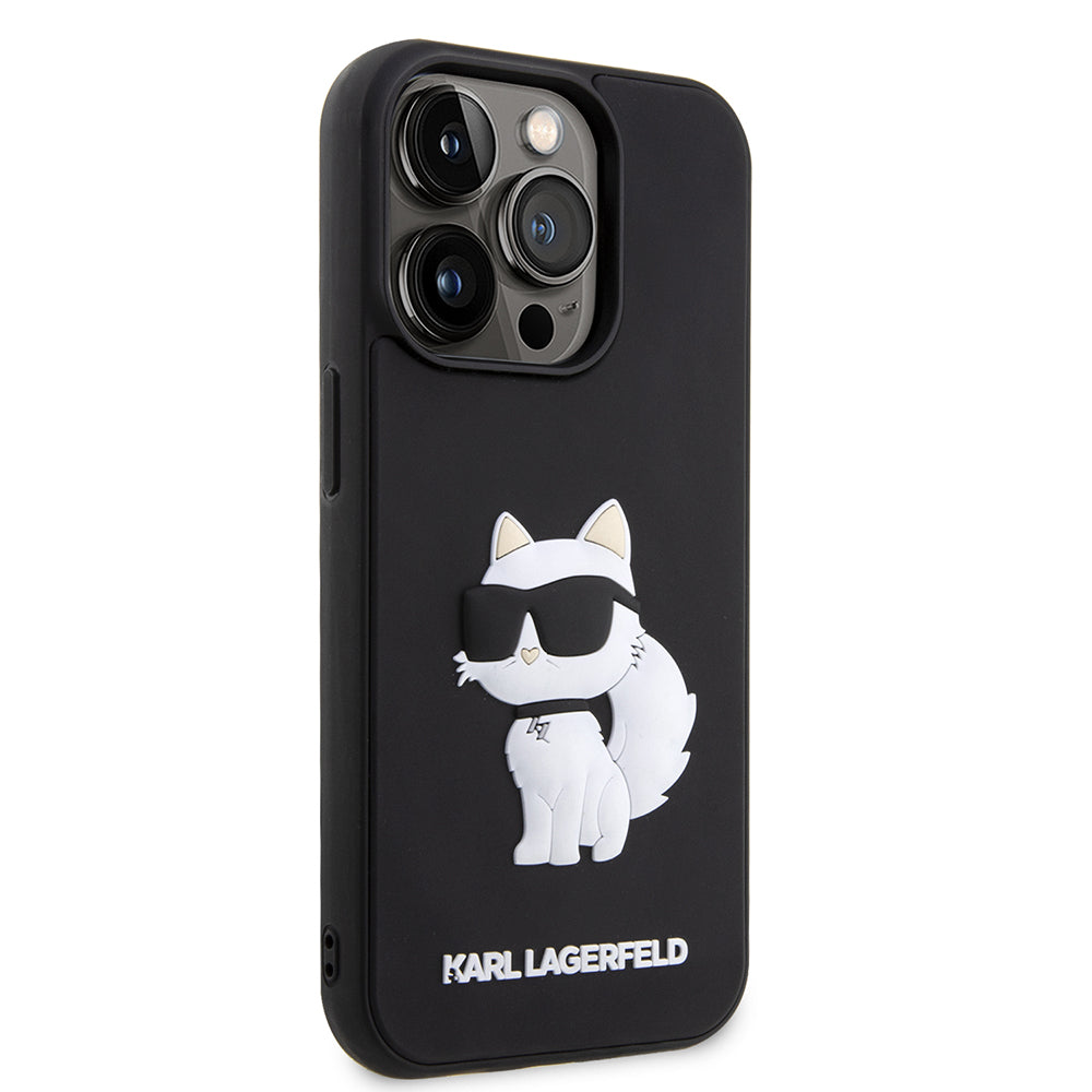 Калъф за Apple iPhone 14 Pro, Karl Lagerfeld, 3D Rubber Choupette, Черен
