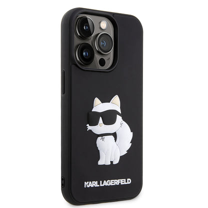 Калъф за Apple iPhone 14 Pro, Karl Lagerfeld, 3D Rubber Choupette, Черен