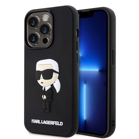 Калъф за Apple iPhone 14 Pro, Karl Lagerfeld, 3D Rubber Ikonik Karl, Черен