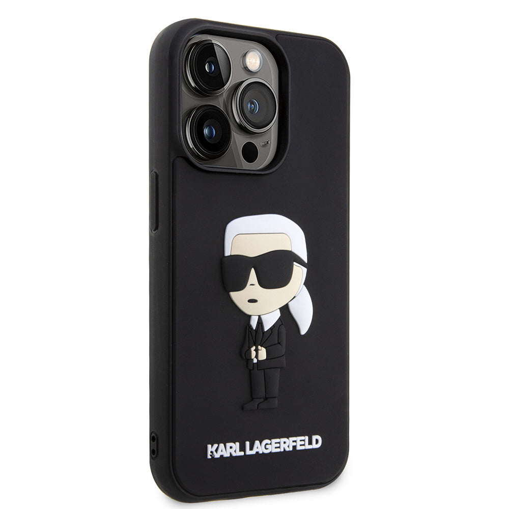 Case for Apple iPhone 14 Pro, Karl Lagerfeld, 3D Rubber Ikonik Karl, Black
