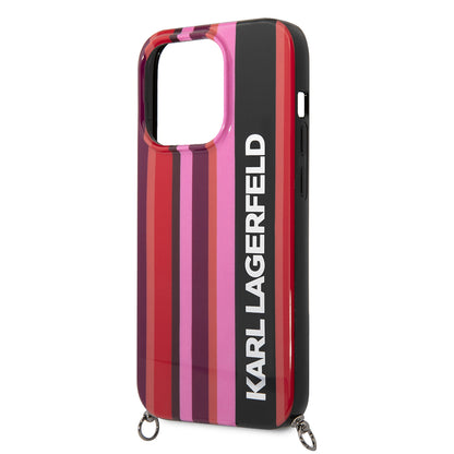 Калъф за Apple iPhone 14 Pro, Karl Lagerfeld, Color Stripes with Strap, Розов
