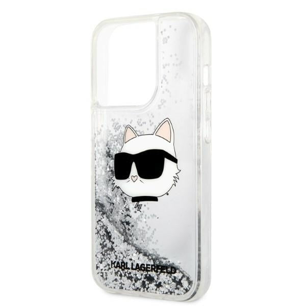 Калъф за Apple iPhone 14 Pro, Karl Lagerfeld, Glitter Choupette's Head, Сребрист