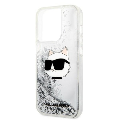 Калъф за Apple iPhone 14 Pro, Karl Lagerfeld, Glitter Choupette's Head, Сребрист