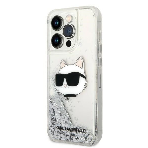 Калъф за Apple iPhone 14 Pro, Karl Lagerfeld, Glitter Choupette's Head, Сребрист