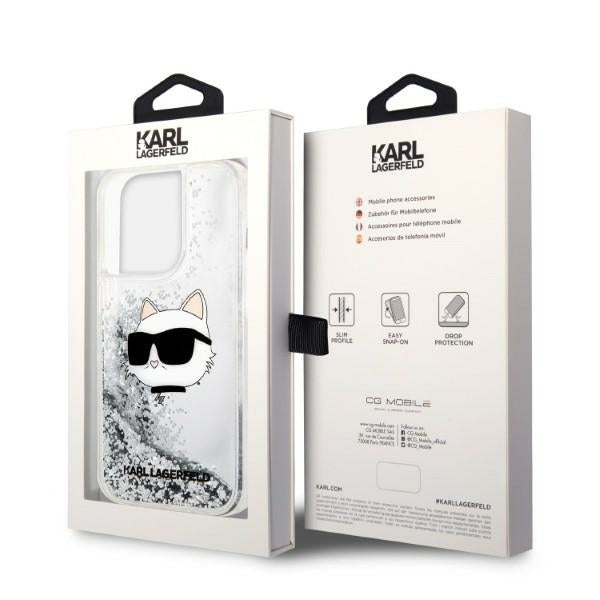 Калъф за Apple iPhone 14 Pro, Karl Lagerfeld, Glitter Choupette's Head, Сребрист