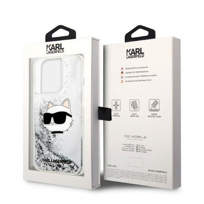 Калъф за Apple iPhone 14 Pro, Karl Lagerfeld, Glitter Choupette's Head, Сребрист