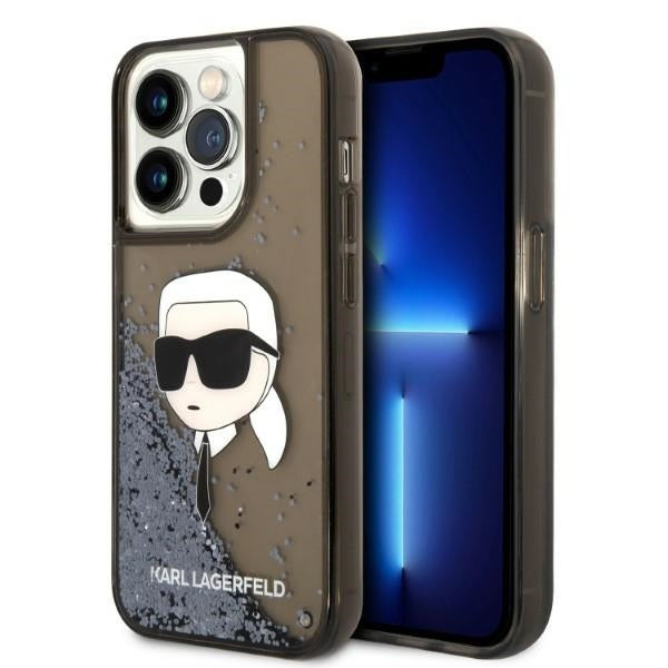 Калъф за Apple iPhone 14 Pro, Karl Lagerfeld, Glitter Karl's Head, Черен