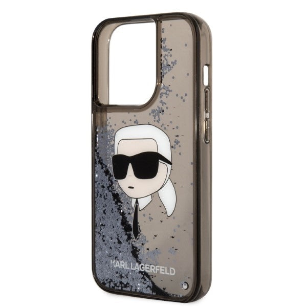 Калъф за Apple iPhone 14 Pro, Karl Lagerfeld, Glitter Karl's Head, Черен