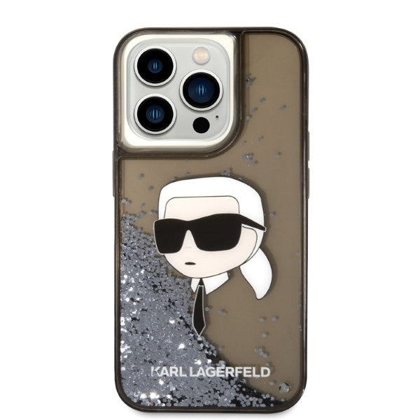 Калъф за Apple iPhone 14 Pro, Karl Lagerfeld, Glitter Karl's Head, Черен