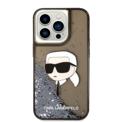 Калъф за Apple iPhone 14 Pro, Karl Lagerfeld, Glitter Karl's Head, Черен